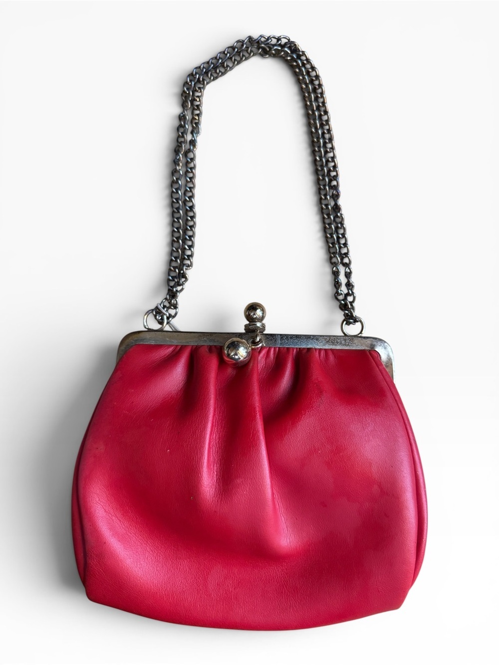 Vintage Red Leather Kiss-Lock Purse from Simpson's Luggage and Furs, Vermont